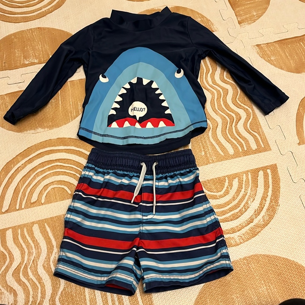 Carter’s Boys Two Piece Swim trunks with rash guard